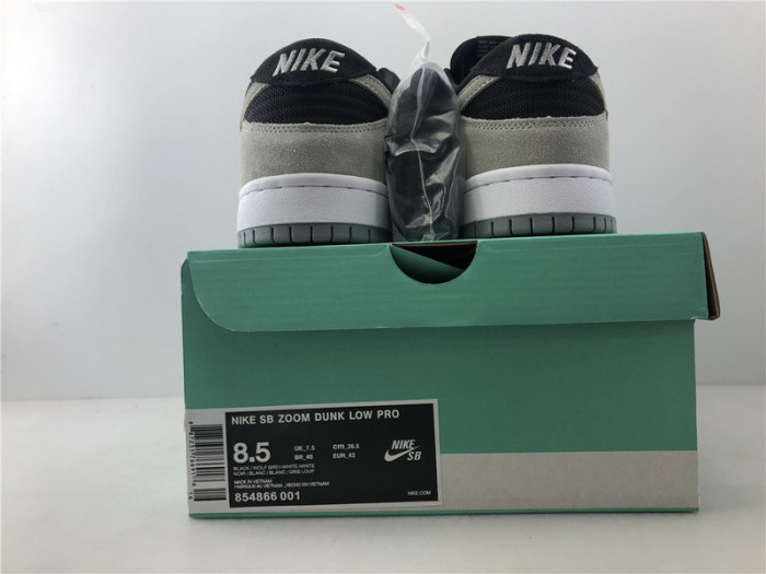 nike sb zoom dunk low pro black/wolf grey-white-white 854866-001