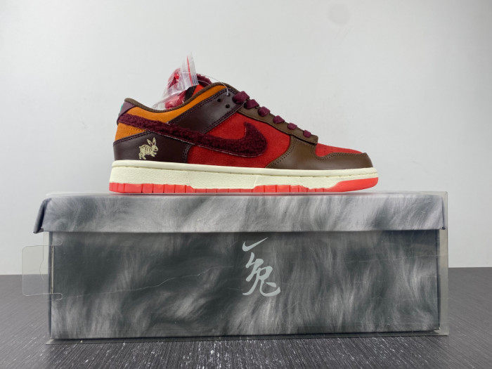 nike dunk low retro prm year of the rabbit light crimson fd4203-661